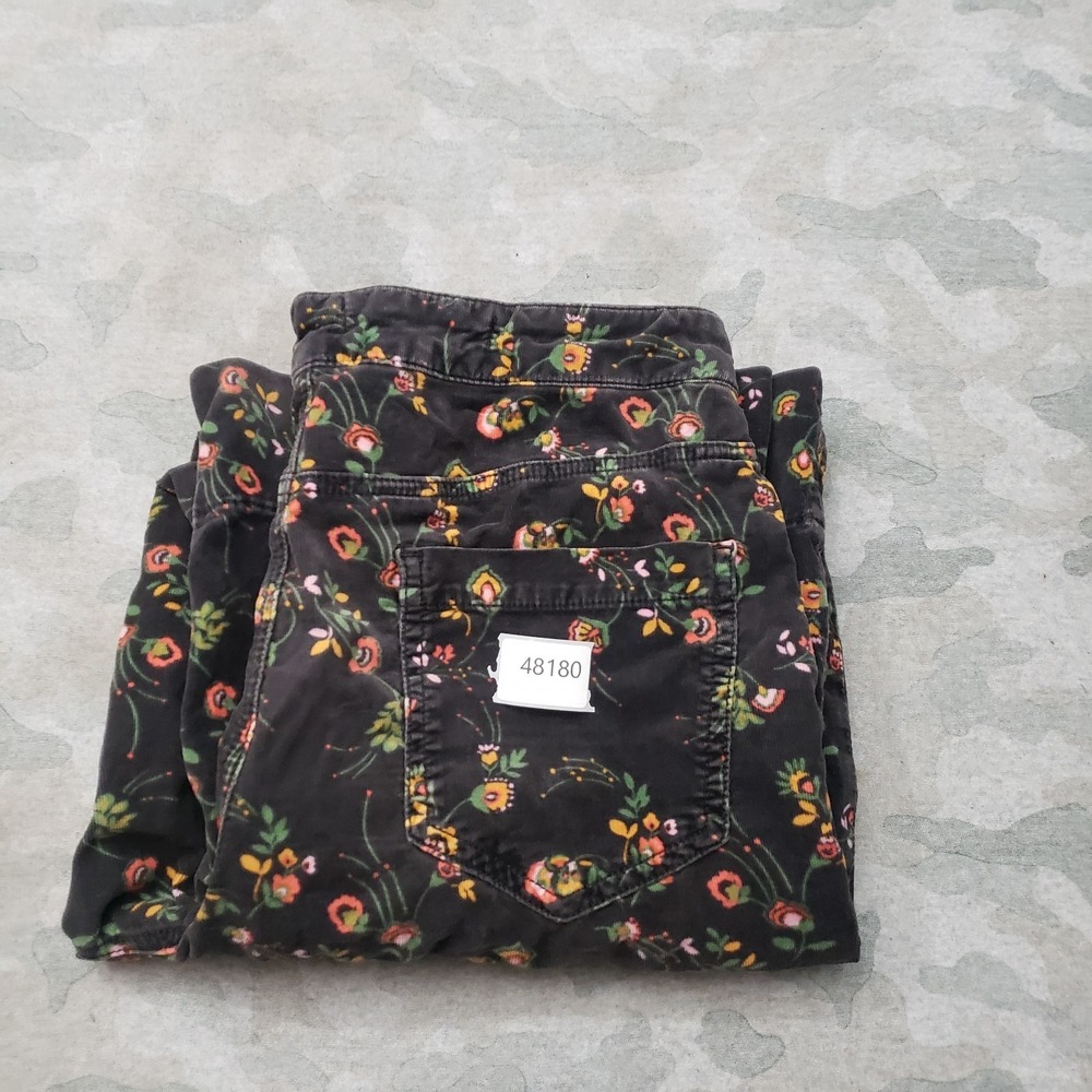 Pilcro And The Letter Press Pants Womens 31 Black Corduroy Floral Wide Leg - Picture 10 of 10